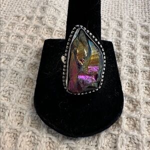 Titanium Druzy Sterling Overlay Ring